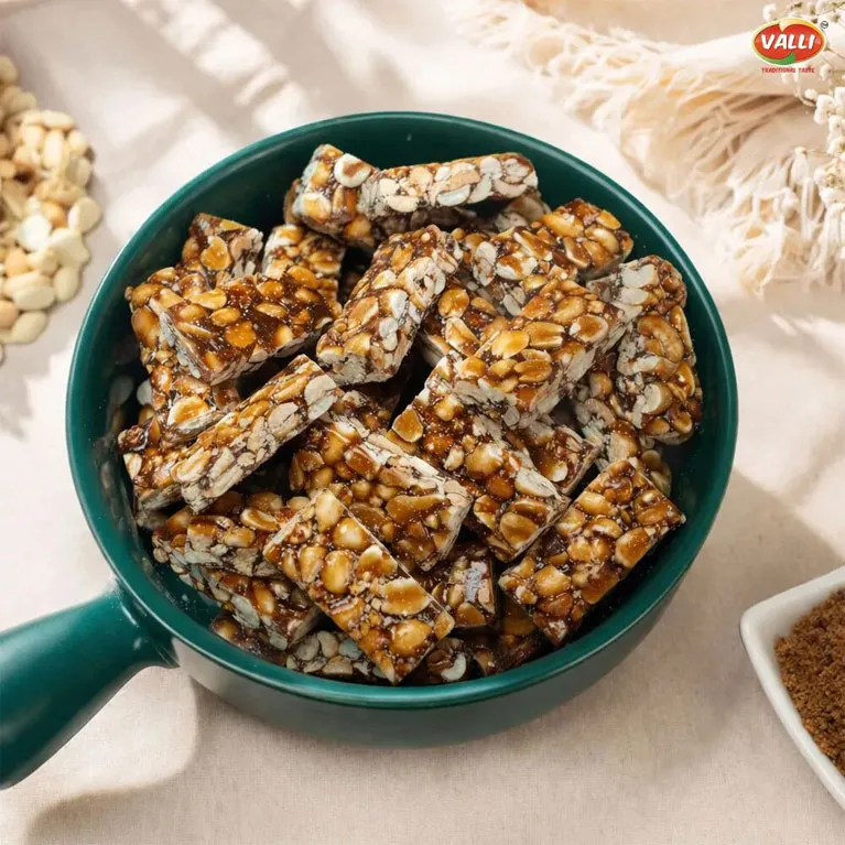 Brown sugar peanut chikki bites